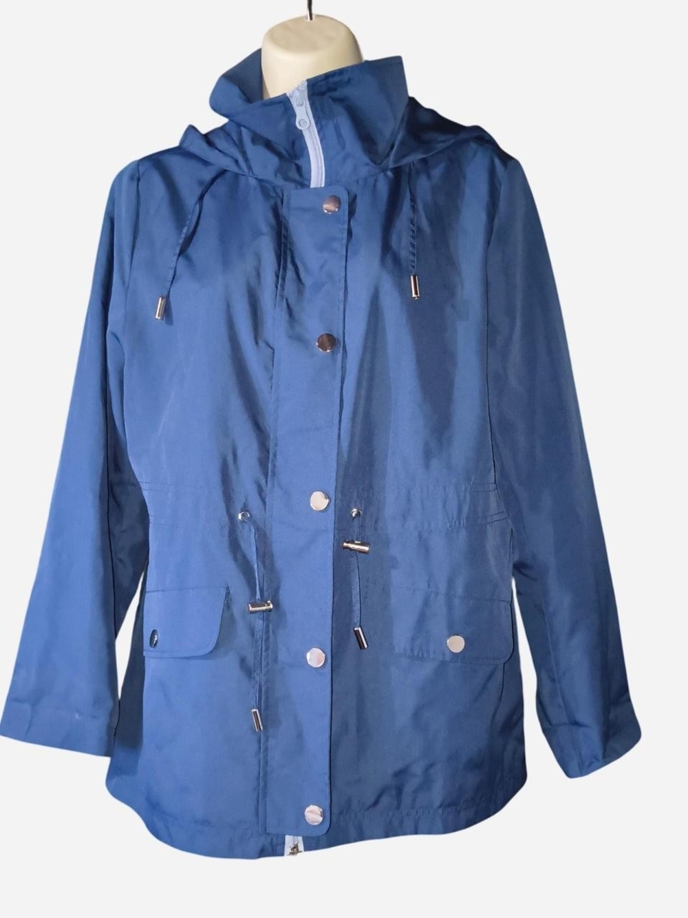 breckenridge Blue Hooded Utility Jacket with Drawcord Waist